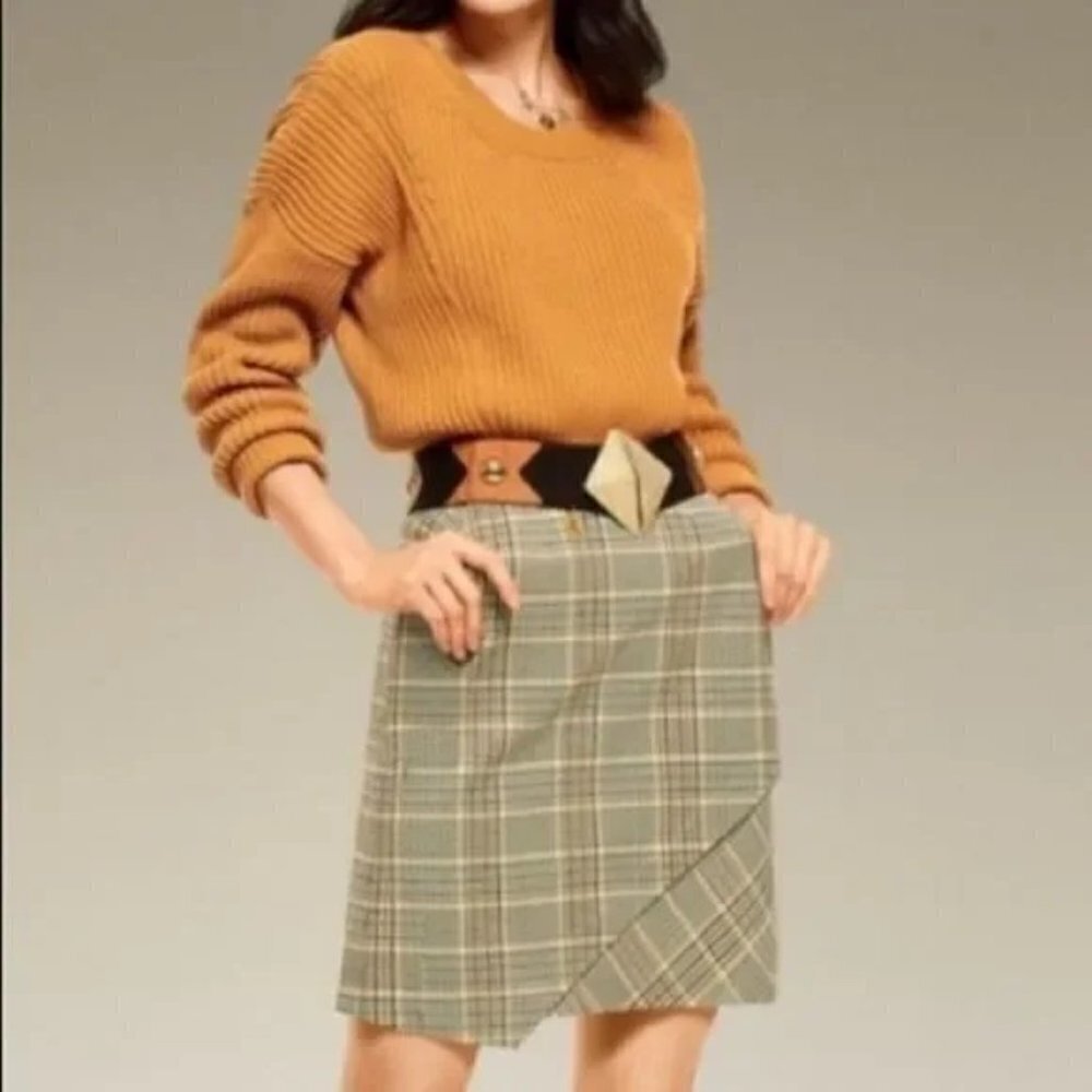 CABI Step Up Chunky Knit Sweater Mustard Gold S #3537 EUC